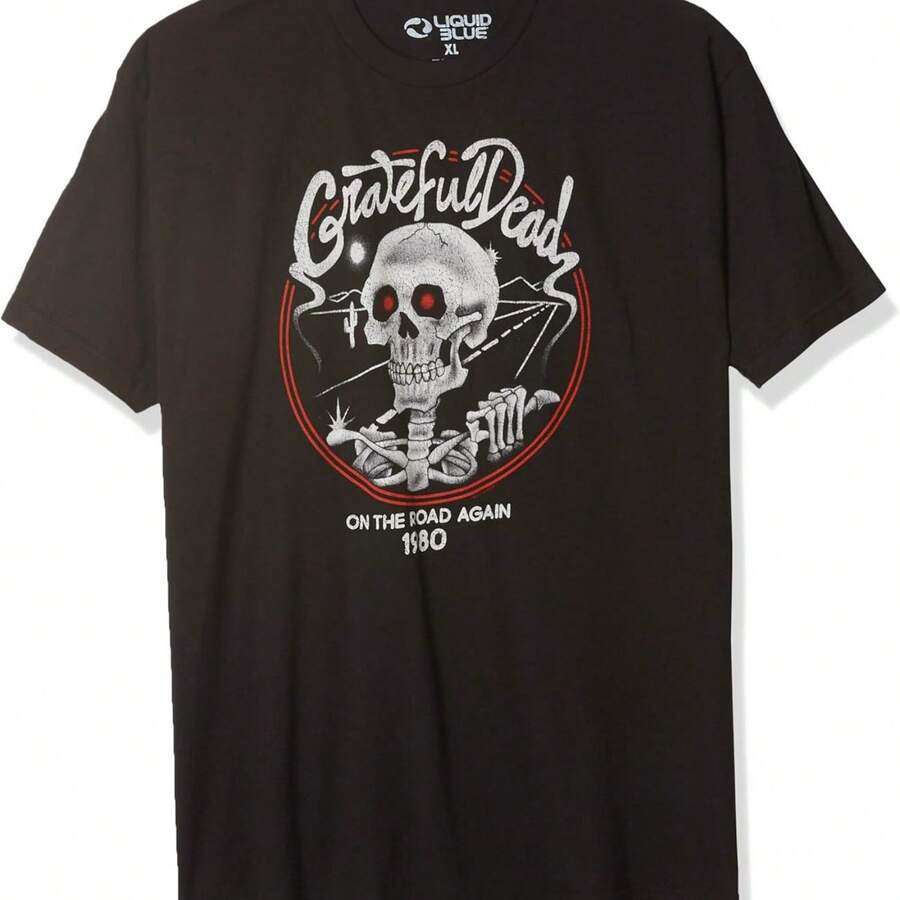 Liquid Blue Unisex-Adult Standardon The Road Again 1980 Ss Tee - 黑色 - 查看 1