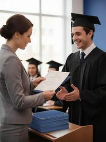 6个黑色证书夹 - 文凭封套，带烫金边框的证书夹，9.5 x 12 英寸奖状证书和文件夹，奖项，毕业典礼，文件夹 - （蓝色） - 彩色 - 查看 5