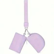 Integrated Portable Card Holder And Small Coin Purse, Multifunctional Zipper Wrist Keychain Organizer, TSA Approved, Casual Style, Polyester Material, No Power Required - 粉色 - 查看 5