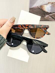 2副女士复古休闲基础款猫眼心形米粒形眼镜，轻盈聚碳酸酯镜框，时尚百搭，适合户外及日常穿搭，附眼镜盒 - 彩色 - 查看 9