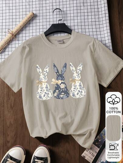 2026 Easter Print 100% Cotton Short Sleeve T-Shirt, Summer Tee, Graphic Tee, Casual Summer, Cotton Tee, Summer Top, Oriental Aesthetic Streetwear Inspired Tee - 100% Premium Cotton Easter Tee, 2026 Back To School Inspiration, Back To School Essential, First Day Of School, 2026 Back To School Look, Retro Women Top, Collegiate Style