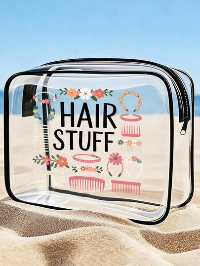 “美发用品”PVC材质洗漱包，PVC旅行收纳袋，拉链封口 - 轻便防褪色化妆洗漱包，大容量透明尼龙拉链化妆包 - 轻便耐用，适合春夏收纳，可用于游泳、海滩、潜水和夏季度假