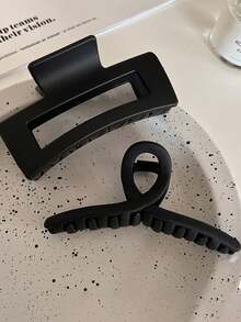 Large Matte Black Hair Claw Clips For Women, Strong Hold Square & Cross Hair Catch Barrette, Minimalist Non-Slip Hair Claw Hair Accessory For Thick Hair, Elegant Neutral Style Daily Headwear For Girls Beach Hair Clips Vacation Hair Clutch - Multicolor - View 7