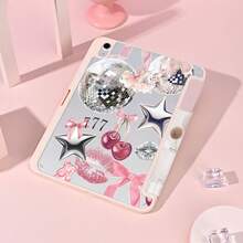 1pc Pink Disco Ball Collage Tablet Case Case, Foldable Stand Protective Cover With Pen Slot For Girls,Multi-Angle Stand Protective Cover, Auto Sleep/Wake,Kawaii Tablet Case Compatible With IPad Pro/Air/Compatible With Samsung Galaxy A9/S9/S7/S10+ - Multicolor - View 1