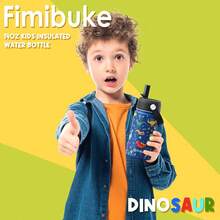 14oz Kids Insulated Water Bottle With Straw - 18/8 Stainless Steel Kid Cup Travel Tumbler Double Wall Vacuum Leak Proof Portable Water Bottle For School Boy Girl - Blue Dinosaur - View 9
