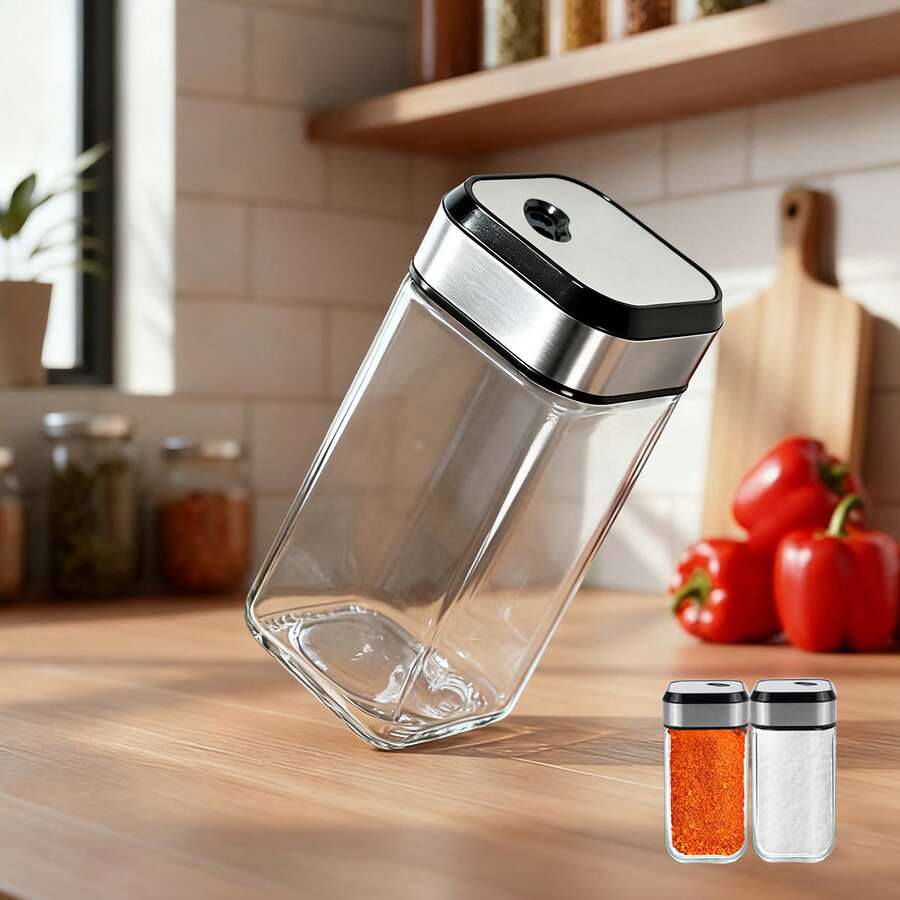 ERUIV Spice Jars With Black, Swivel Lid, 12/24/35 Spice Jars With Spice Labels. Perfect Organizer For Kitchen Spices, Spice Labels, Glass Spice Jar For Clear Storage Of Spices. - 2個老胡香料罐 - 查看 1