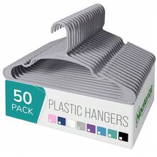 Clothes Hangers Plastic 50 Pack For Adults - Plastic Hangers, The Perfect Coat Hanger And Space Saving Clothes Hangers For Closet, Percheros Ganchos Para Colgar Ropa Hangars - Grey Hangers - Gray - 查看 1