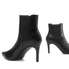 DREAM PAIRS Women's Pointed Toe Stiletto High Heel Ankle Booties - Kizzy-1黑色/PU - 查看 6