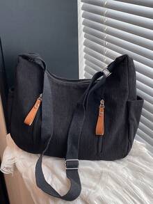 时尚大容量女士单肩手提包，设计 - 黑色 - 查看 7