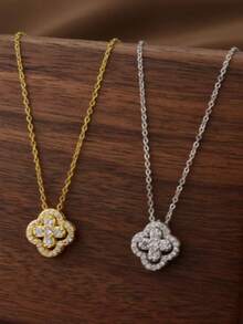 Lucky Clover Necklace With Detachable Flowers And Versatile Design For Multiple Styles, Necklace Chain Jewelry - Multicolor - View 1