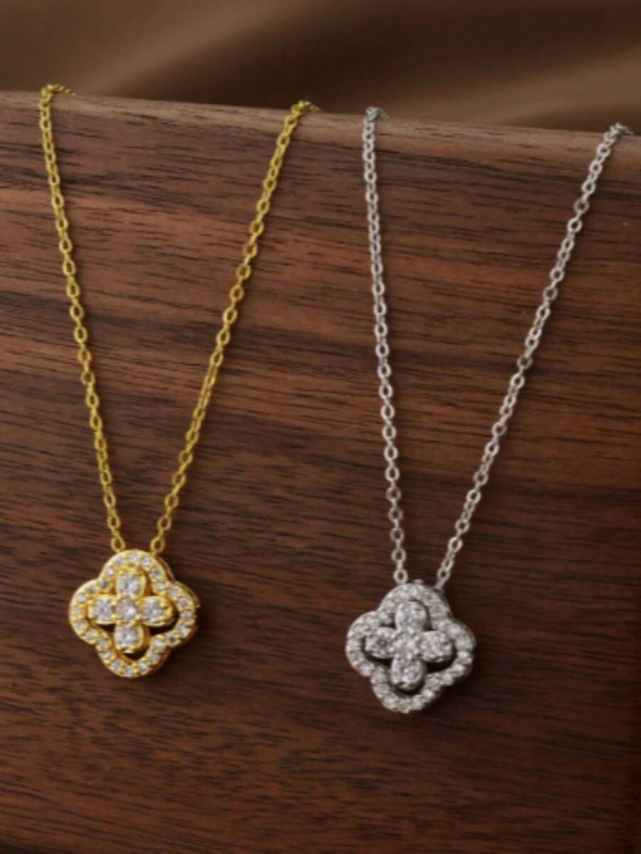 Lucky Clover Necklace With Detachable Flowers And Versatile Design For Multiple Styles, Necklace Chain Jewelry - Multicolor - View 1