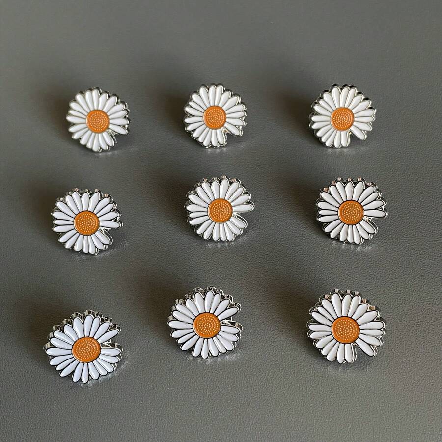 1/3/6/9pcs Daisy Enamel Brooch, Oil Drop Brooch, Fashion Accessory Pin, Japanese Metal Badge, Mini Lapel Pin, Enamel Badge, Alloy Brooch, Versatile Brooch - Multicolor - View 1