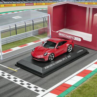  MINICHAMPS 1:64 保时捷 911 GT3 RS 合金压铸车模，收藏版礼盒装，带亚克力展示架，2025 精细模型，男士生日/周年纪念高端礼物