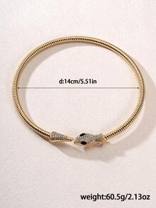 1 Piece Women's Snake Alloy Necklace With Rhinestone Inlay, Adjustable Snake Necklace, Fashionable High-End Choker For Women, Medusa Jewelry, Elastic Adjustable Snake Neck Chain For Women, Birthday Gifts For Girls, Jewelry For Women - Snake Collar - View 4