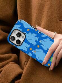 Estuche para teléfono con patrón divertido de Cookie Monster Compatible con estuches para teléfonos   17  16 Pro Max  15 Pro Max  13 y  12 Material dos en uno resistente al agua, a prueba de caídas y rayones Un gran regalo para familiares, amigos, amantes, novios/novias y el día de San Valentín - Blanco - Ver 7