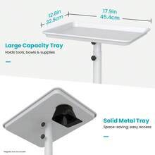 Aluminum Salon Tray On Wheels For Salon Essentials, Adjustable Height Provides Ample Storage For Hairstylist Tray, Tattoo Tray And Clinic Tray Use - White - View 4