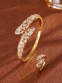 2pcs Shiny Elegant Snake Wrap Bracelet And Ring Set, Suitable For Attending Banquets And Parties - Snake - View 2