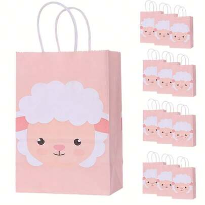 25pcs/12pcs/6pcs Eid Mubarak Party Favor Bags, Moon Themed Celebration Decorations For Eid Al-Fitr Muslim Party, Lamb Birthday Party Supplies