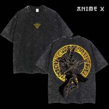 Super Value Hot  S Washed T-Shirt Retro Heavy Limited Monster Card Dark Magician  Anime Double Printed Vintage Oversized Washed Tee Unisex Oversize Anime Manga Washed Heavyweight Cotton T-Shirt, Gift For Anime Fans, Anime Lover Suitable Gift For Fans SD0081 - màu đen - Xem 1