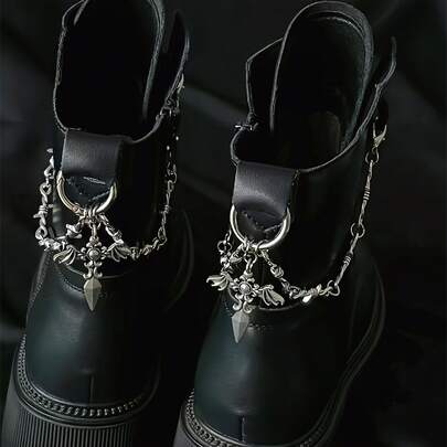 2条复古暗黑哥特风荆棘十字鞋带，DIY鞋靴装饰配件，包包配件