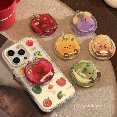 Gold-Plated Vegetable Cartoon Design Magsafe Magnetic Phone Holder, Expandable Portable Premium Personalized