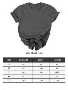 ELYSIAN WEAR 180G Women's T-Shirt Casual Loose Fit Round Neck Short Sleeve Graphic Print I Might Be Laid Back But I Can Lean Forward Real Quick Funny Quote Top For Everyday Wear Comfortable Soft Cotton Blend Suitable For Women Who Love Humor And Relaxed Style - 灰色 - 查看 2