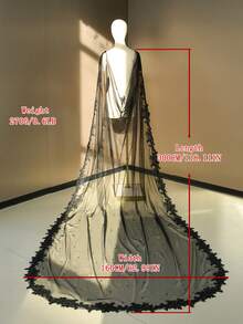 Black Bridal Cape Veil Pearl Beaded Wedding Veil Lace Edge Bolero Jacket Women Shawl Bride Accessories Wedding Coat - Multicolor - View 11