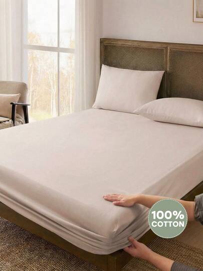 1 szt. Khaki 100% bawełny prześcieradło z dopasowaną kieszenią, gładkie, miękkie i oddychające, prześcieradło z dopasowaną kieszenią do sypialni, całoroczne, wygodne, ochraniacz na materac, pokrowiec na materac, prześcieradło, miękkie i oddychające, do łóżek wszystkich rozmiarów - podwójne, pełne, królewskie, królewskie, prześcieradło z głęboką kieszenią do 11,8 cala, prześcieradło z głęboką kieszenią, narzuta na łóżko, pościel szkolna, prześcieradło do akademika