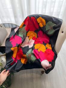 Elegant Women's Printed Satin Scarf 90x90 Large For Hair - L34/preto - Xem 8