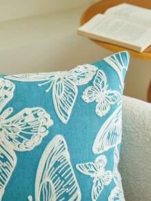 1pc 3D Butterfly Embroidery Decorative Throw Pillow Case, Home Decor Suitable For Living Room, Bedroom, Party And Various Environments, Spring/Summer - Blue - View 7