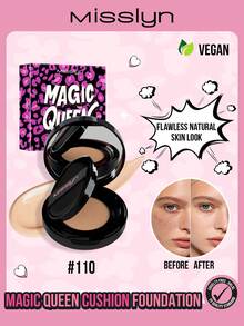 MISSLYN-MAGIC QUEEN Cushion Foundation, Soft Focus Matte Finish, Lightweight & Breathable, Creates Dewy Radiant Skin, Long-Lasting, Buildable Coverage, Compact & Portable, Suitable For Back-To-School, Autumn, Christmas/New Year Makeup, Vegan & Cruelty-Free - #110 IVORY DREAM - View 1
