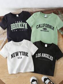 4件套男婴字母印花短袖套装 - 彩色 - 查看 1