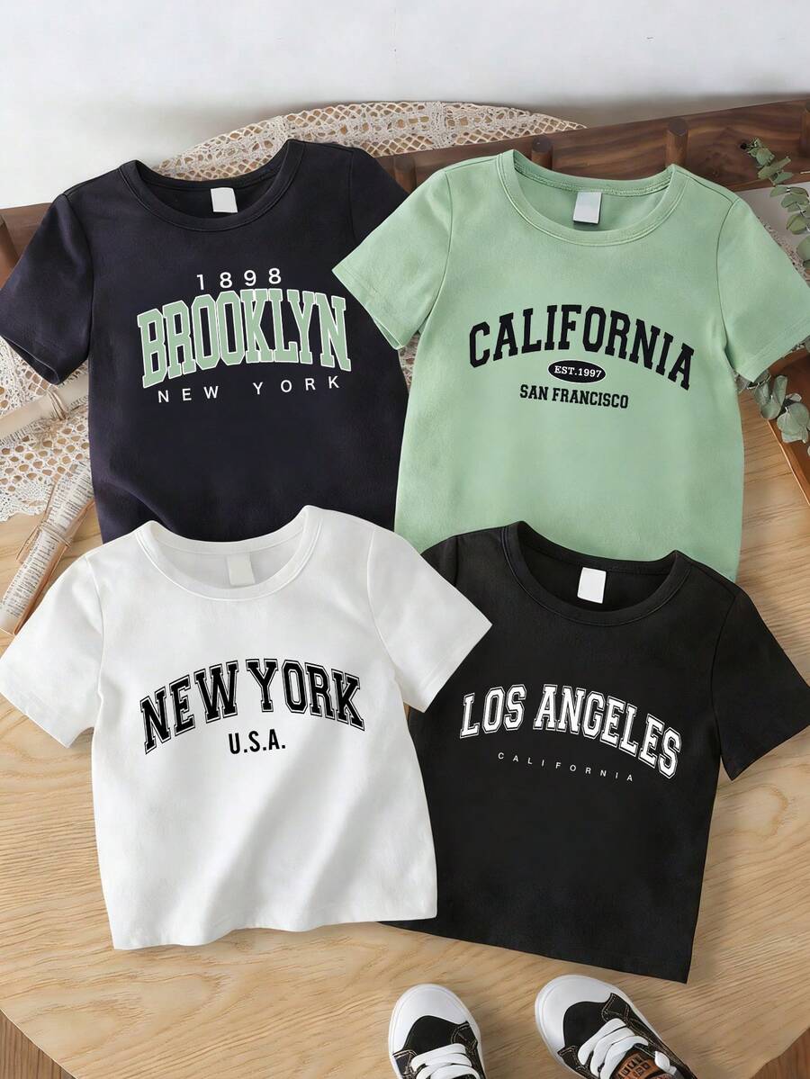 4件套男婴字母印花短袖套装 - 彩色 - 查看 1