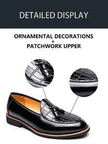 Salkin Classic Retro Men's Slip-On Loafers With Tassels, Elegant Gentleman's Leather Shoes With Luxurious And Soft Comfortable Feel, Suitable For Casual, Business, Formal Occasions Like School, Graduation, Office, Party, Wedding. Please Order One Size Up As The Sizing Runs Small, Suitable For Spring, Summer, Autumn Formal/Business Formal - Tassel Plaid Loafers - View 55