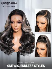 MEGALOOK Fashion Ombre Long Curly Lace Front Wig - S1/613 - View 4