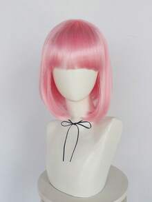 Kawaii Pink Bob Wig With Bangs Sleek Straight Synthetic Wig Y2K Style For Daily Wear Party Cosplay - Baby Pink - View 5