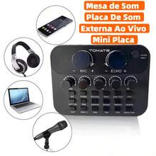 MPS-005 External Live Sound Card Mixing Console, Mini Mixing Card For Live Streamers And Youtubers - 黑色 - 查看 1