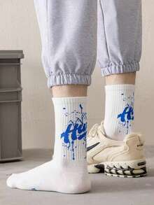 1/3/5双装青少年男童运动袜，秋冬季中筒篮球袜 - 彩色 - 查看 3