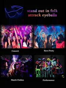 Creative LED Flashing Glasses, Fun Party Prop, Suitable For Bar, Gathering, Gift, Masquerade, Party, Festival Celebration, Music Night, Atmosphere Decoration - Light-up Glasses - View 4