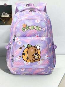 Capybara New School Backpack, Laptop Backpack Fits14-15.6 Inch Notebook For Girl Boy, Lightweight School Bookbag, Water Resistant Schoolbag Book Bag, Large-Capacity Multi-Layer Pencil Case, Back To School Supplies Essentials Office Supplies Valentine's Day Gifts - Multicolor - View 1