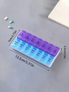 1 pieza Organizador de pastillas de 7 días y 2 veces - Contenedor de almacenamiento de medicamentos de gran capacidad con compartimentos - Multicolor - Ver 7