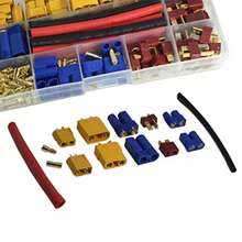 XT60/ XT90/EC3/ EC5/ T/ Conectores de adaptador macho hembra de 35 mm con tubo termorretráctil compatible con batería RC Lipo Control de velocidad electrónico Motor ESC 102 piezas - como en la foto - Ver 4