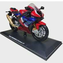 motocicleta deportiva escala 1:12 rojo y azul con base - Rojo - Ver 3