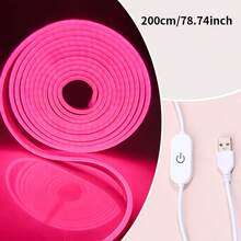 1/2/3/4/5/8/10m Flexible RGB LED Neon Light Strip With Remote Control Dimming 5V-USB Powered, Suitable For Halloween And Party Decoration, Kitchen Atmosphere, TV Background Lighting, Live Streaming Makeup Mirror Bathroom Mirror Fill Light Strip - 白色 - 查看 24