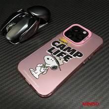 Miniso Peanuts Snoopy Phone Case Scouts Camp Life Outdoor Design Suitable For IPhone 17/17 Pro/17 Pro Max/17 Air/16/15/14/13/12/11/X Series Iphone 17 Pro Max Case Iphone 17 Pro Case Iphone 17 Case Stocking Stuffers The Girlfriend The Chosen Early Fall Fashion - 粉色 - 查看 7