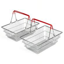 Bigjigs Toys Shopping Baskets Set Of 2 Realistic Metal Grocery Shop Toy Comes With Small Collapsible Red Handles For Easy Storage Accessories For Pretend Play Toddler Gifts For Age 3+Children's Joyful Games, Essential Toys For Children - As Pic - View 2