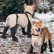 Anti-Slip Dog Shoes Pet Paw Dog Rain Booties Dirty-Proof Anti-Fall Dog Outdoor Suspender Sock Shoes Winter Waterproof Dog Boots - Black - View 8