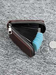 HOVI'S Classic Minimalist Card Holder Wallet, Ultra-Thin Portable Multi-Function Coin Purse - Brown - View 2