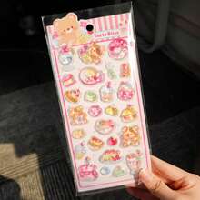 Cute 3D Cartoon Teddy Bear & Rabbit Embossed Crystal Stickers, Suitable For Scrapbooking Sticker Exchange, Cute DIY Phone Case, Water Bottle Decoration Stickers, School Stationery Supplies - Black - View 12
