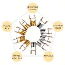 5件套美甲工具，包括延长指套、金属铝制延长指套（适用于凝胶美甲）、美甲金属铝制支架、凝胶延长指套、延长贴纸、指甲修型支架、美甲工具 - 彩色 - 查看 4